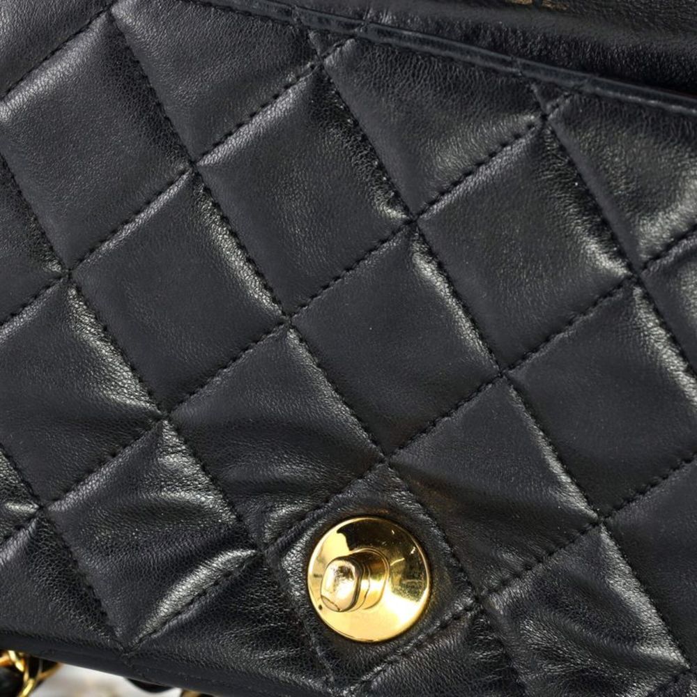 Chanel Vintage Full Flap Bag Quilted Lambskin Mini Black - Picture 9 of 12